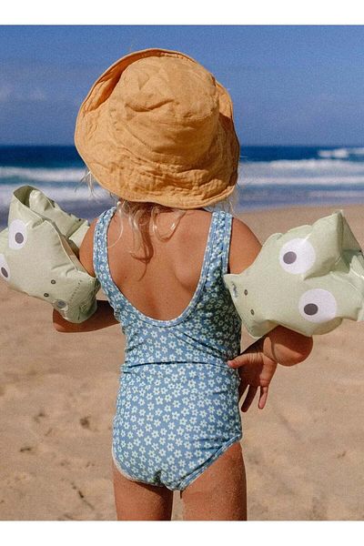 SunnyLife Kids Inflatable Arm Bands Cookie the Croc Light Khaki