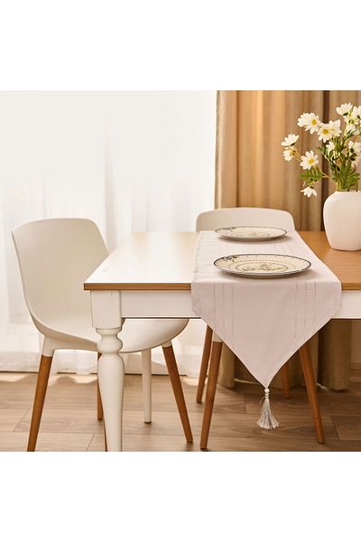 MATMEL Jacquard Woven Runner - Beige - 35X140 cm