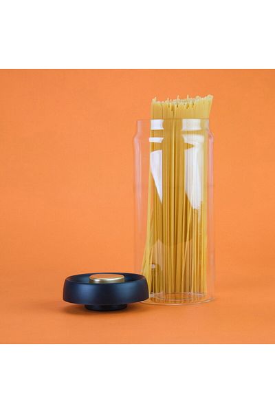 ASPARTAM Frasco Vacuum Storage Jar - Transparent / Black - 1.8 Lt