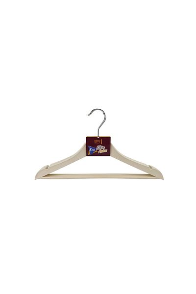 MATMEL Wooden Look 3-Piece Plastic Hanger - Cream