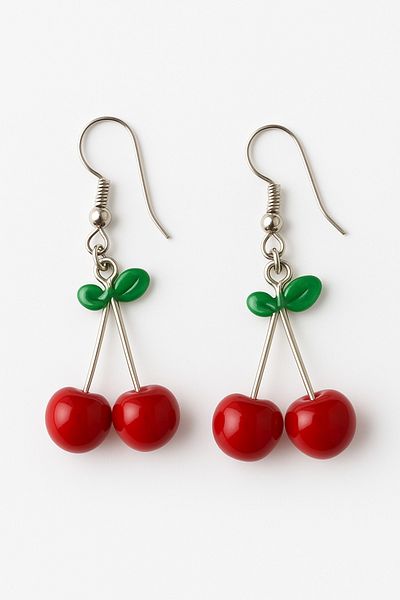 MakeWell Yellow and Red Colored Hooked Cherry Earrings