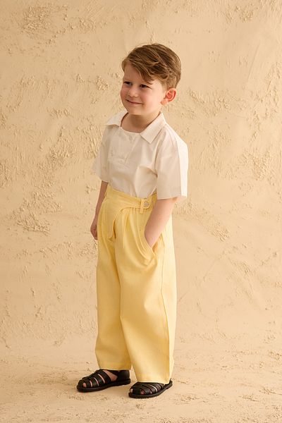 Fahhar Kids Wide Flap Baggy Trousers Yellow