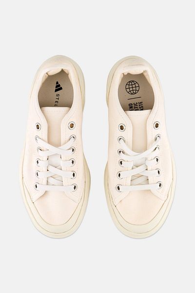 adidas By Stella Mccartney Kids Girl Asmc Court Cotton Lace Up Outdoor Shoes, Off White
