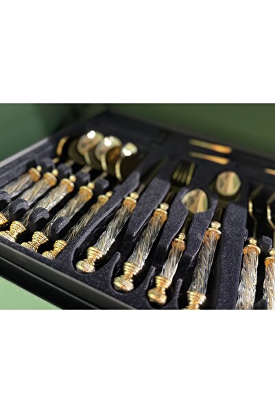 hediye Esterhomedecor 6 Ki 24 Piece Spoon Set Gold Do Not Use the Machine