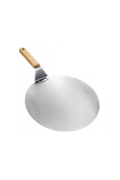 OEM Pizza tray with handle, stainless steel and wood, 25.5 cm