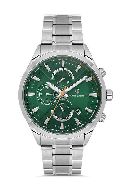 DAVID GUNER Silver Coated Green Dial Men's Watch Dg-8720Ga-A10