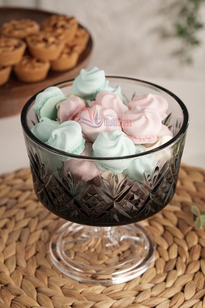 Multiamo Star Model Handmade Footed Gray Color Glass Bowl 15 X 15 cm