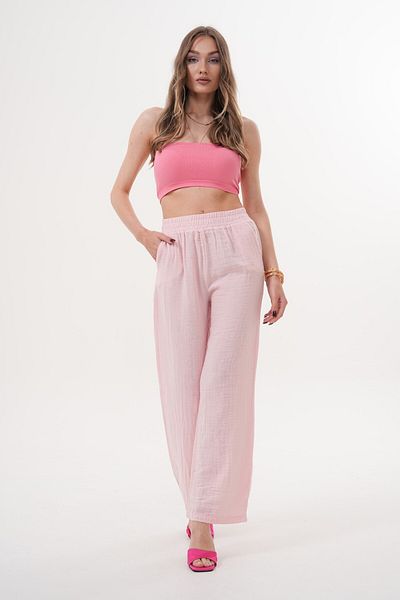 Laressi Muslin Trousers with Elastic Waist and Pockets