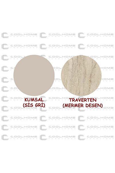 Cool Home Liri Orta Sehpa Traverten (mermer desen) - Kumsal (sis gri)