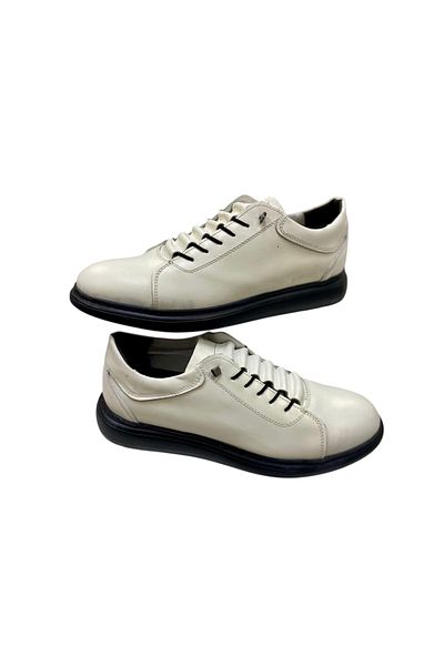 SULA Men's Rubber Lace Leather White Leather Poly Sole Casual Shoes