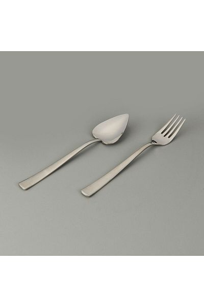MATMEL Can Canan 12-Piece Plain Dessert Fork Spoon Set - Gray - 16.2 cm