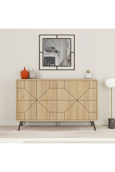 Mourah Home Dune Console – Modern 4-Door Sideboard with Elevated Legs, Storage for Living, Dining, Hallway