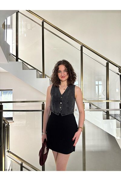 Sude Kızanlıklı Four Button Anthracite Denim Vest
