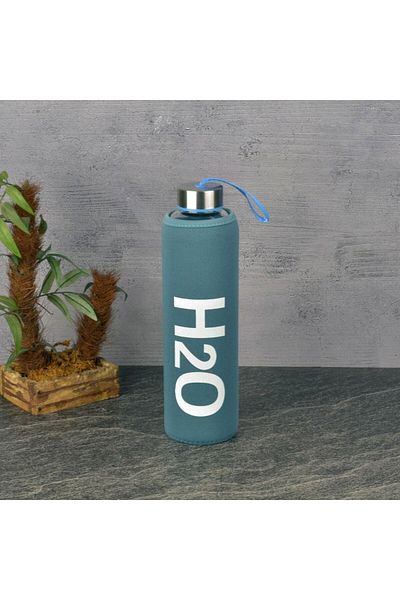 MATMEL H2O Glass Flask with Case - Blue / Transparent - 600 ml