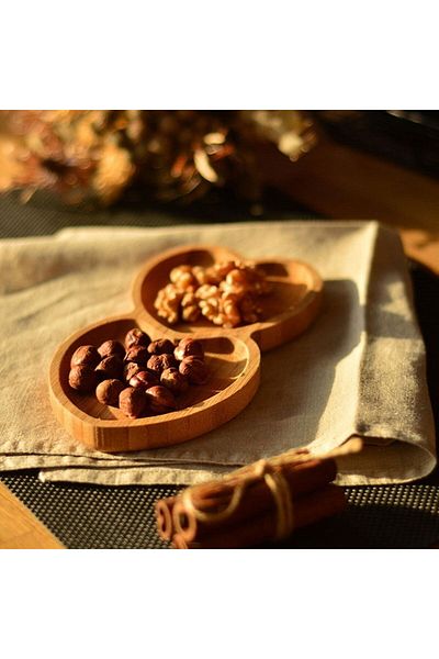 ASPARTAM Amor 2 Compartment Heart Snack Bowl - Light Brown - 19.5 cm