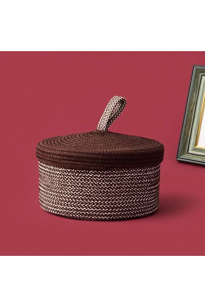 MATMEL Living Earthy Hues Natural Decorative Storage Box with Lid - Beige / Brown - 20X10 cm