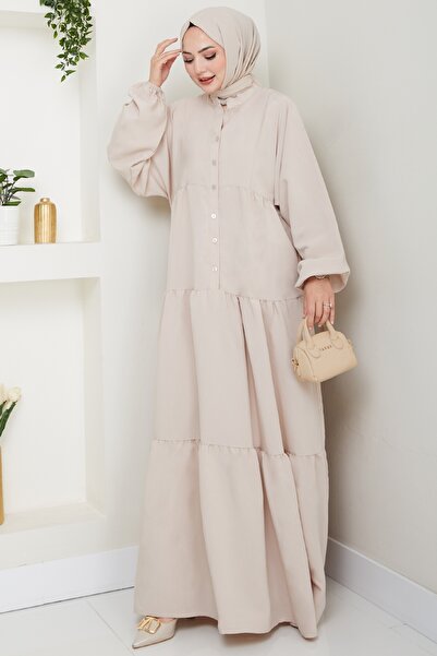 InStyle Modal Patchwork Μπεζ φόρεμα