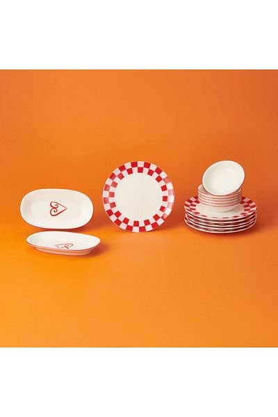 ASPARTAM Love 14 Piece Breakfast Set - Pink / White