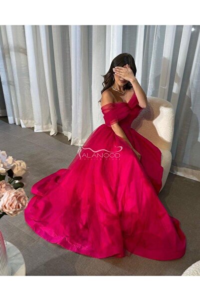 ALANOOD FASHION فستان كلوش نيلي فخم بتصميم عصري