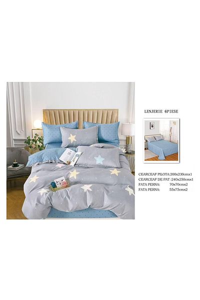 chiraso CHIRASO Finet Bedding Set, 6 Pieces, 2 Persons, Sheet 240x250, Quilt 200x230, 4 Pillowcases, Print