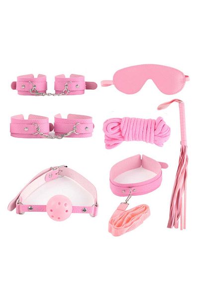WildFashion Set BDSM 8 piese din piele ecologica, Roz, TOY95-5
