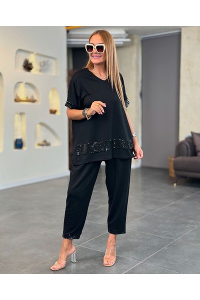 D LAVELLA Kadın Siyah Pullu Takım