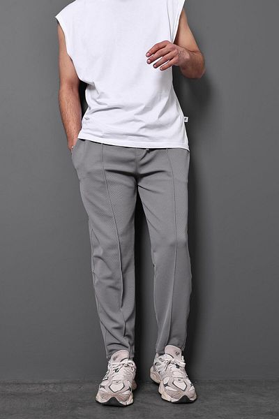 Slatra Ανδρικό παντελόνι καπνιστό Gipeli Carrot Leg Regular Fit