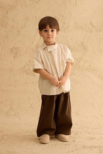 Fahhar Kids Cămașă cu guler asimetric Natural