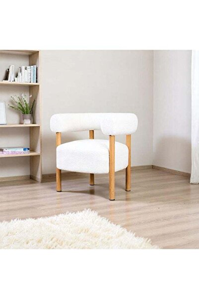 Generic Elegantly designed bouclé fabric chair || White