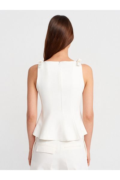 Dilvin 60588 Bow Detailed Ball Vest-White