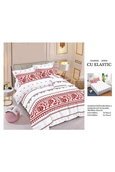 chiraso CHIRASO Finet Bedding Set, 6 Pieces, Double Bed, Sheet 180x200, Duvet Cover 200x230, 4 Pillowcases