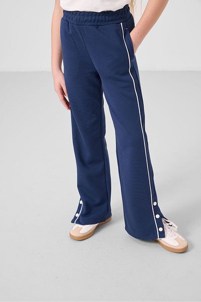 TOMMY LIFE Ecru-Parliament O Neck Printed Wide Leg Snap Detail Girls Palazzo Tracksuit Set - 75172