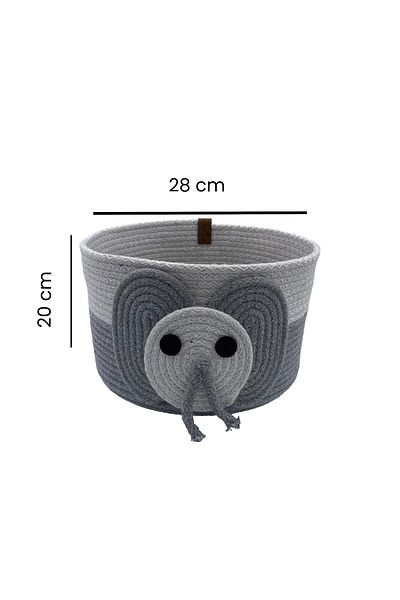 MATMEL Living Kids Room Elephant Themed Large Basket - Gray / White - 20X28 cm
