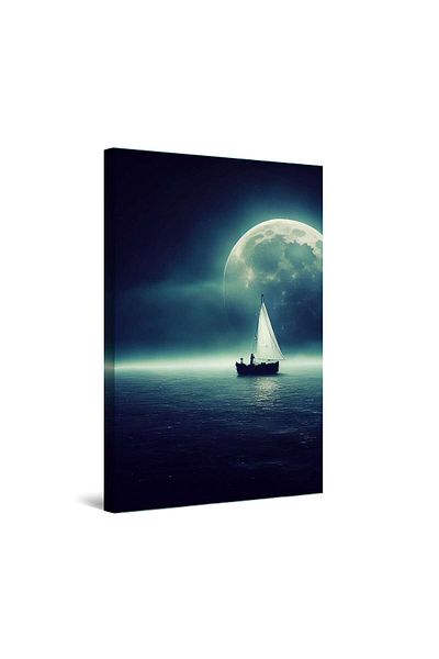 startonight Tablou DualView Startonight Luna Mare si Corabie in Noapte Luminoasa, 60 x 90 cm