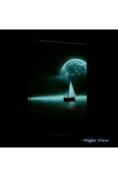 startonight Tablou DualView Startonight Luna Mare si Corabie in Noapte Luminoasa, 60 x 90 cm