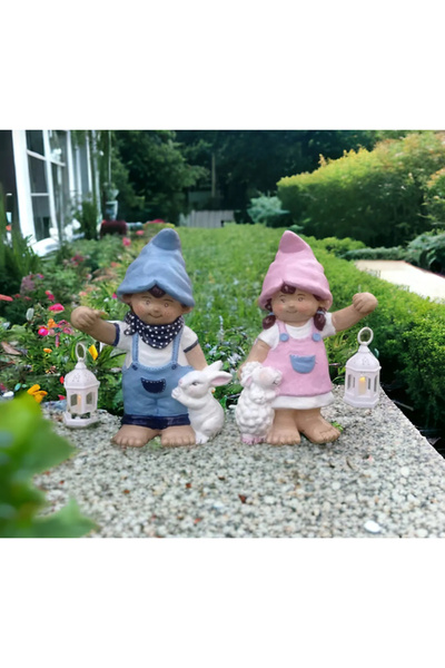 LUXURİANTCRAFT BAHÇE HEYKEL BİBLO 2’Lİ CÜCE SET