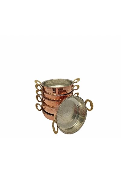 Bakır Center Breakfast Plate Pan Model Mini Set of 6 Red