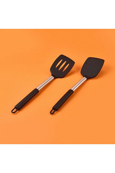 MATMEL Morenita 2 Piece Silicone Serving Set - Gray / Black
