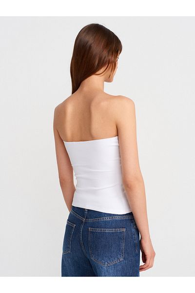 Dilvin 21103 Strapless Top-White