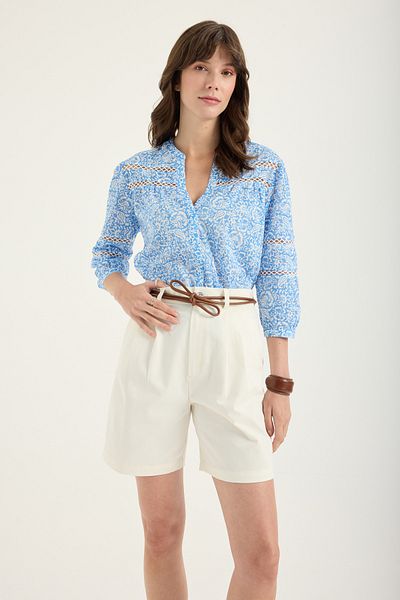 Masha Kate Pleated Cotton Shorts