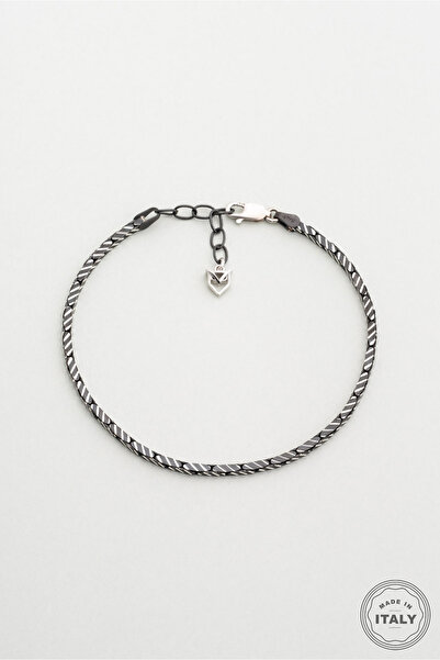 So CHIC... İtalyan Rutenyum Kaplama 22 Cm Gümüş Erkek Bileklik