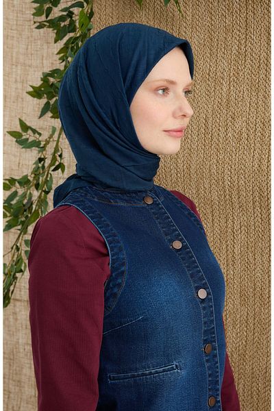 Fatma Atasoy Μπαμπού Navy Blue Crash Κασκόλ