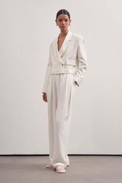 mathilda store Women's White Wide Leg Palazzo Pants