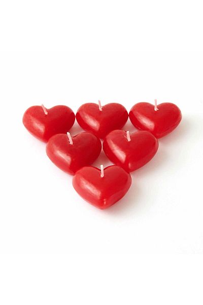 La Deco La Casa Art 6-Piece Floating Candle with Heart - Red - 5X5 cm