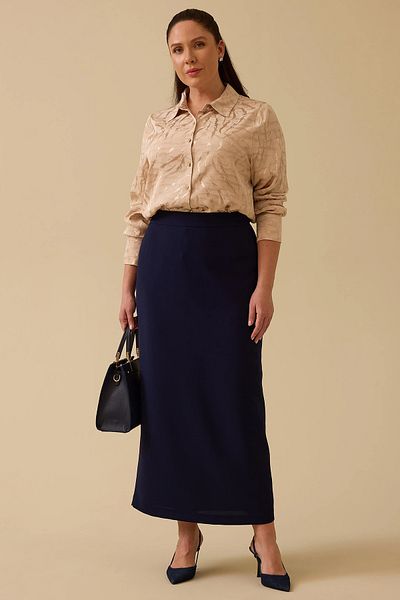 Gala-Xi Galaxi Women's Plus Size Straight Cut Skirt 4005 Navy Blue