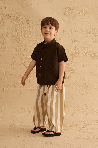 Fahhar Kids Cămașă cu guler asimetric Bitter Brown