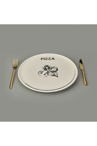 MATMEL Gourmet Pizza Plate - Cream / Black - 30 cm