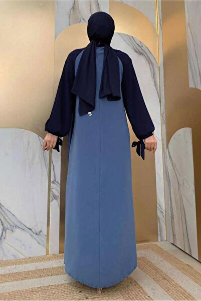 TRENDTESETTÜR ΓΥΝΑΙΚΕΙΟ ΜΠΛΕ ΣΚΟΥΡΟ (INDIGO) ΔΙΧΡΩΜΙΚΟ ΦΟΡΕΜΑ ΜΕ ΜΑΝΤΙΚΕΣ ΣΤΡΑΓΓΙΣΜΕΝΕΣ Τ 9973