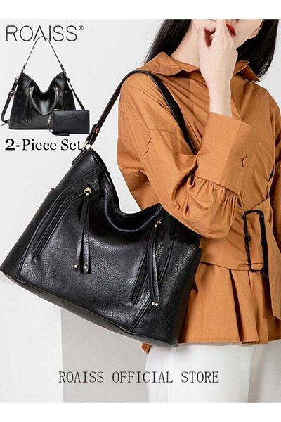 ROAISS Large Crossbody Bags Ladies Shoulder Handbags Purse Set for Women