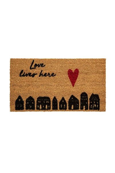 MATMEL Home Koko Heart Houses Patterned Door Mat - Beige - 35X60 cm